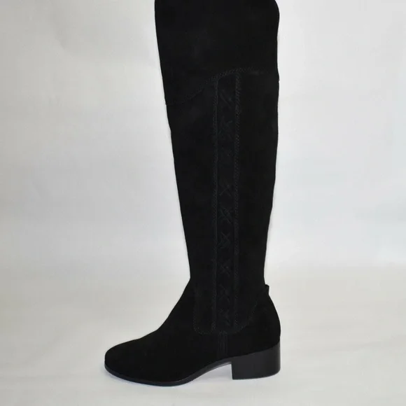 NEW VINCE CAMUTO Boots Kreesell Black Suede Leather SUEDE Knee High Boots TALL - Picture 4 of 9